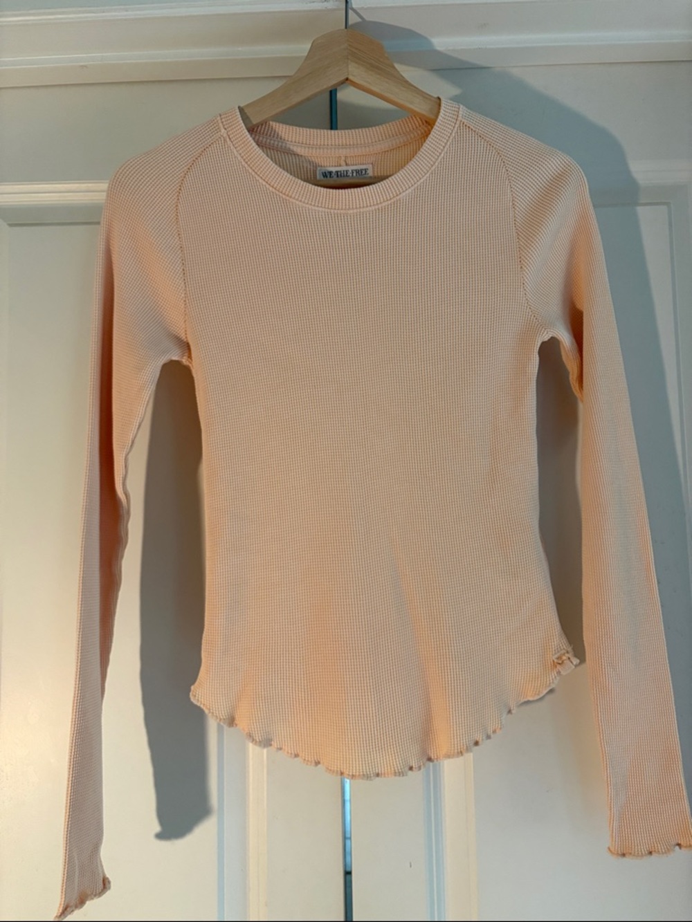 Free People Easy Does It Long Sleeve Waffle Knit Cotton T-Shirt